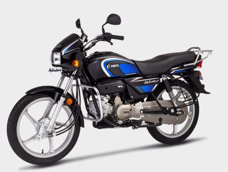 Hero splendor plus 2026 Blue Black Side View