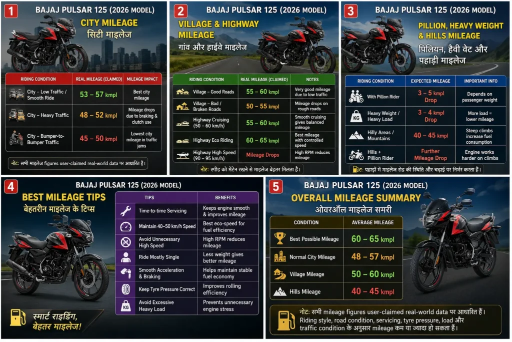 Bajaj Pulsar 125 real mileage test 2026