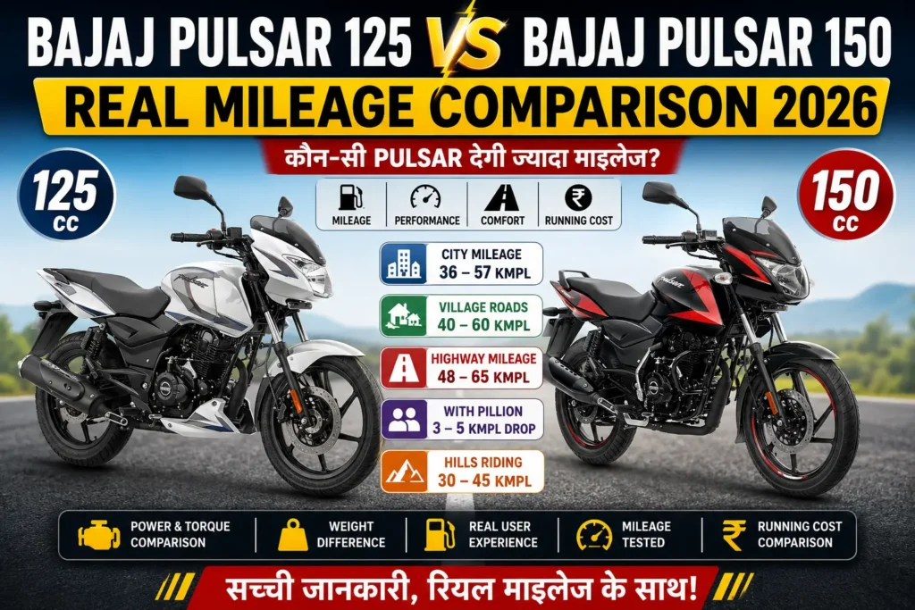 Bajaj Pulsar 125 vs Bajaj Pulsar 150 Real Mileage Comparison 2026