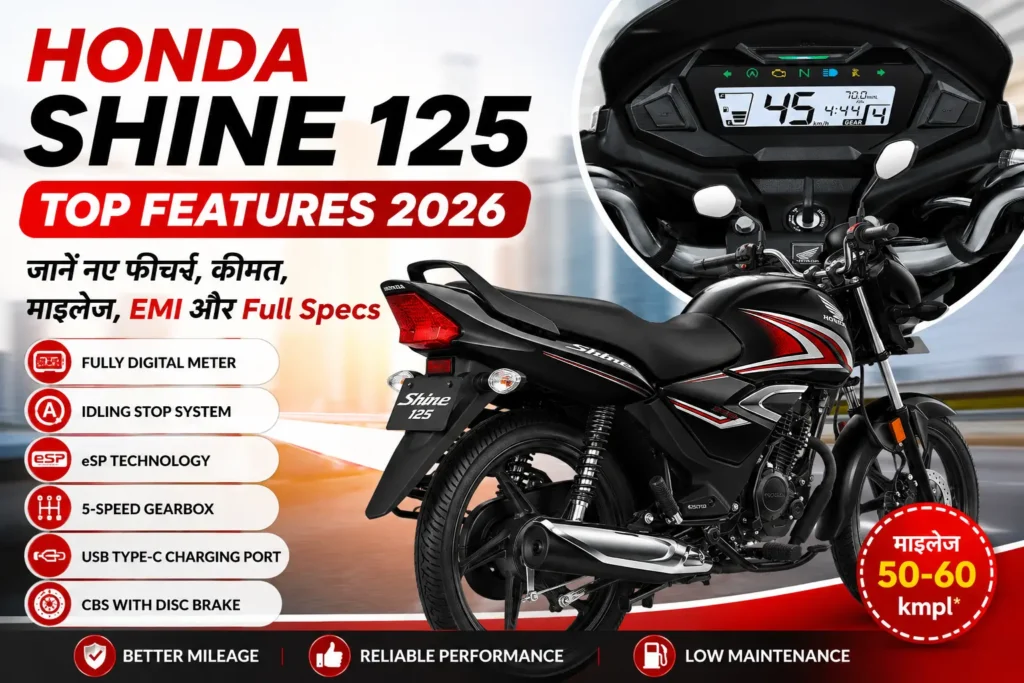 Honda Shine 125 Top Features 2026